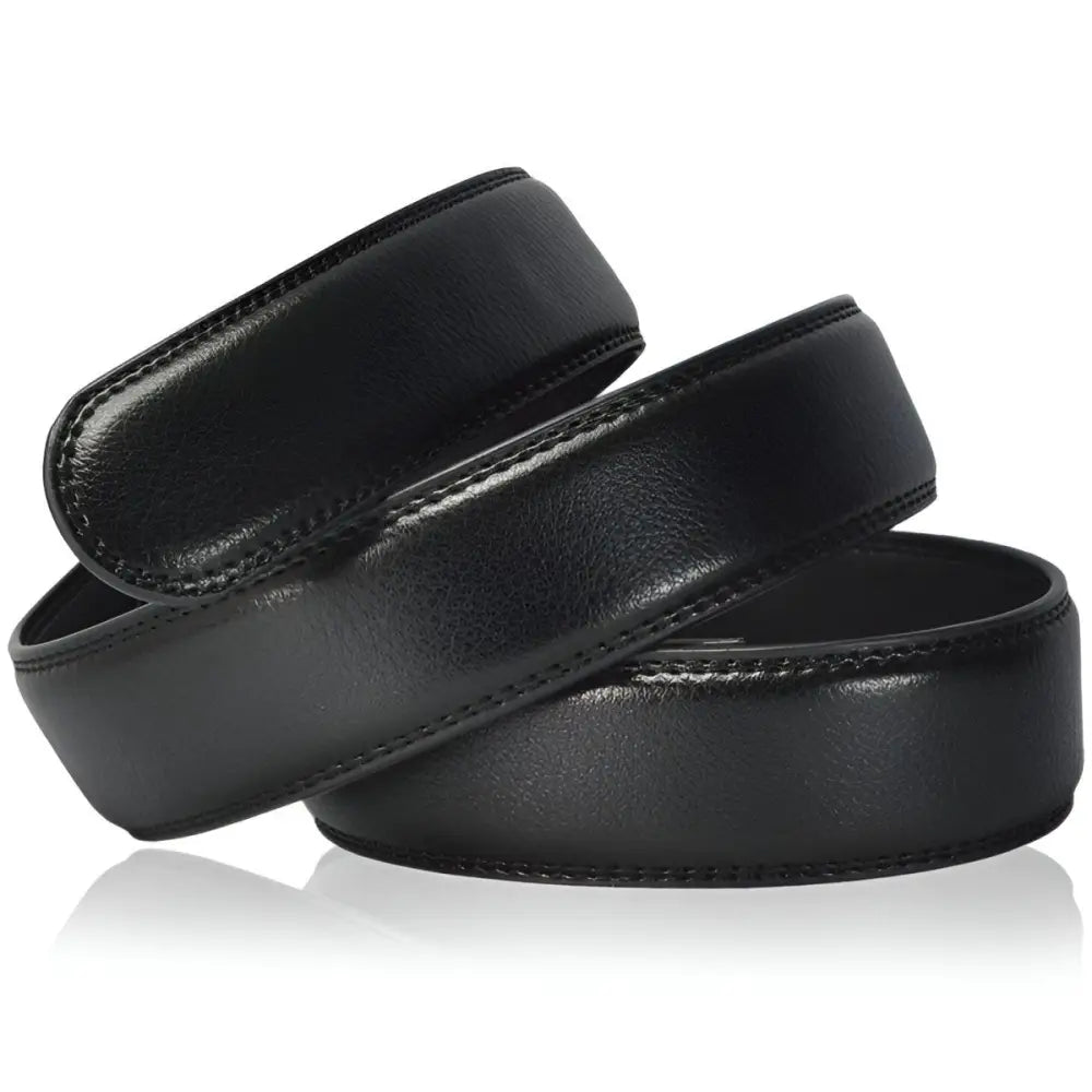 Black leather belt with coiled leather strap for classic style and durability