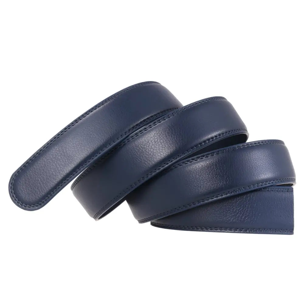 Navy blue leather belt with coiled leather belt strap for classic style
