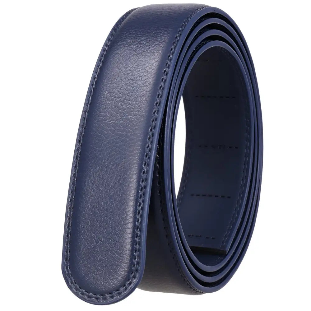 Navy blue leather belt with coiled strap for classic style and durable leather belt strap