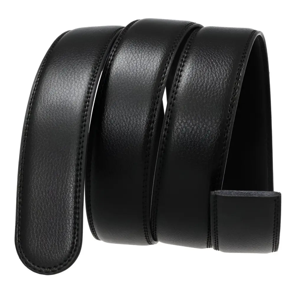 Black leather belt with coiled leather belt strap for classic style and durability