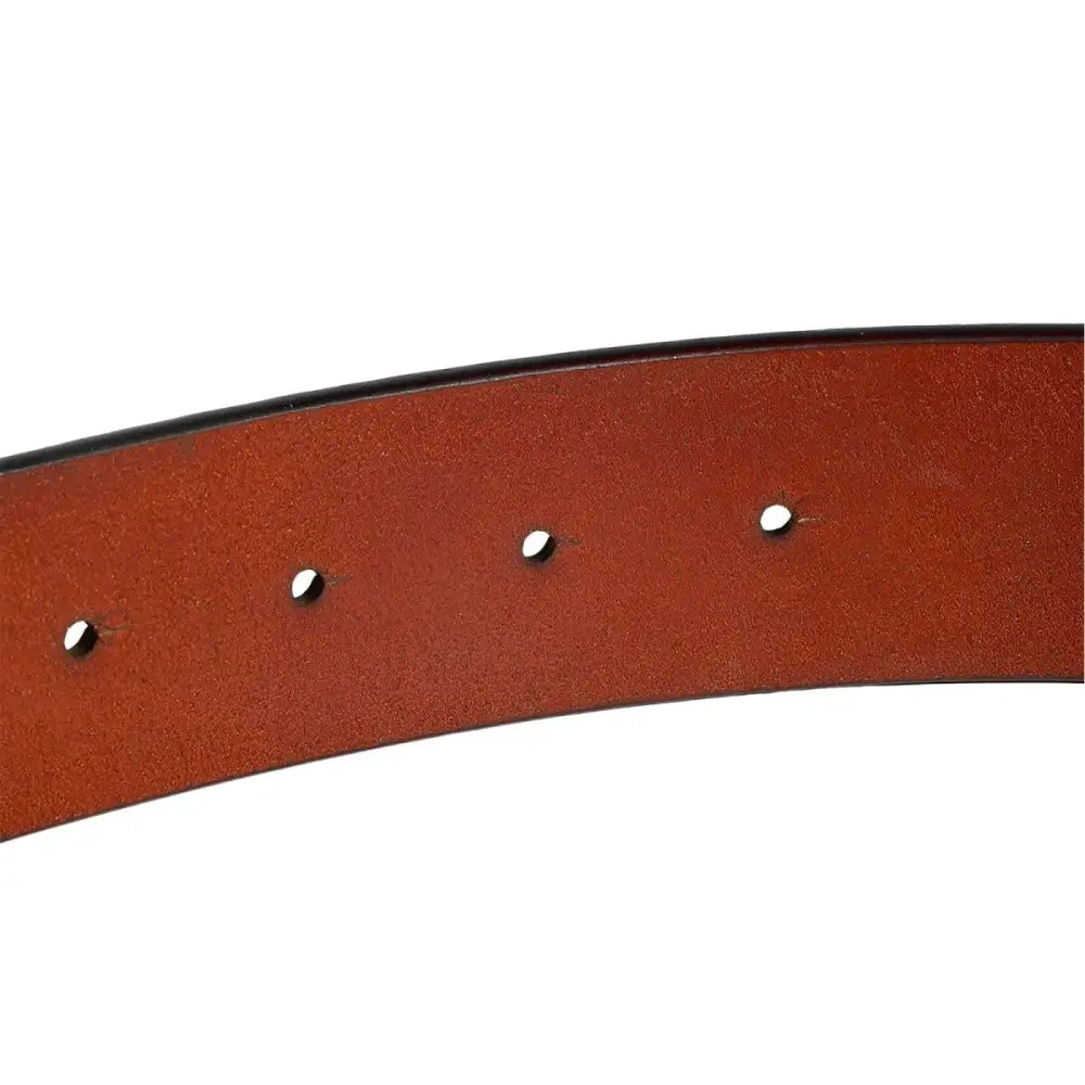 Brown leather belt strap with dragon and cloud motif for stylish accessory