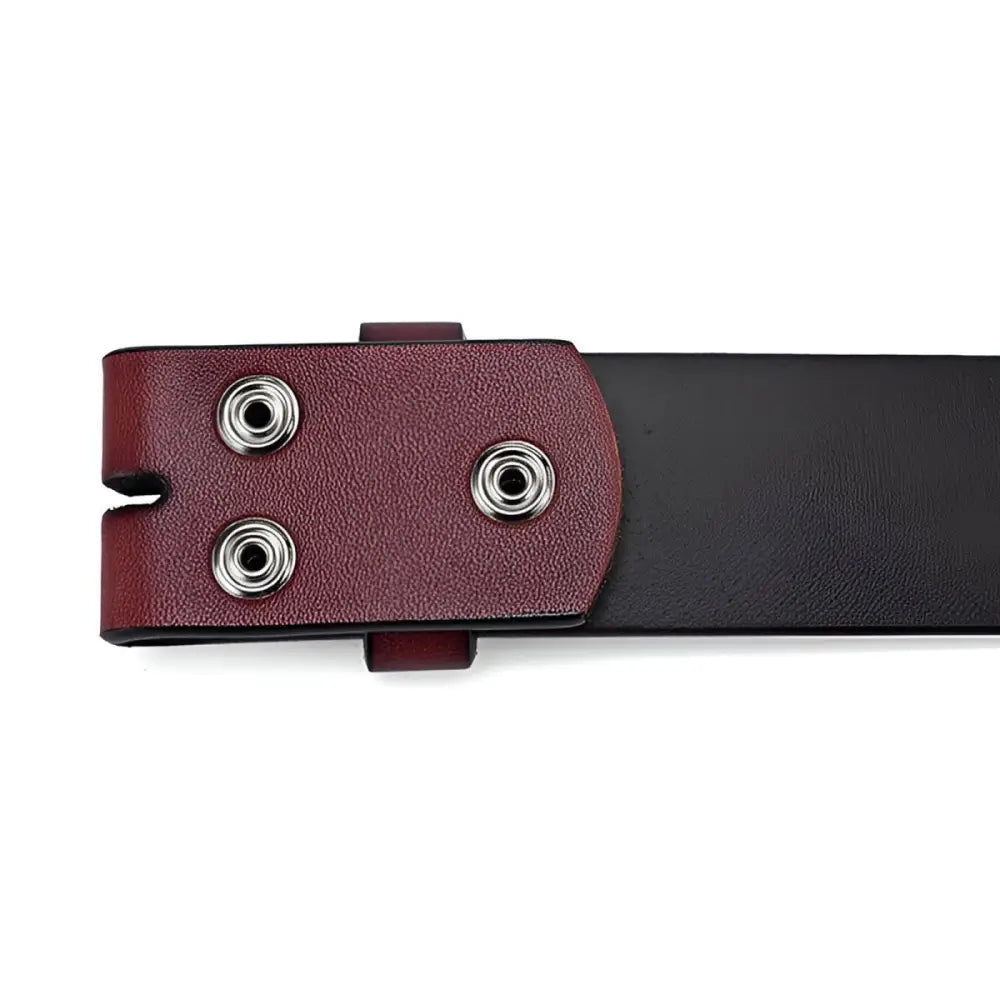 Burgundy leather belt loop with snaps for Leather Belt with Snap Closures and Silver Hardware