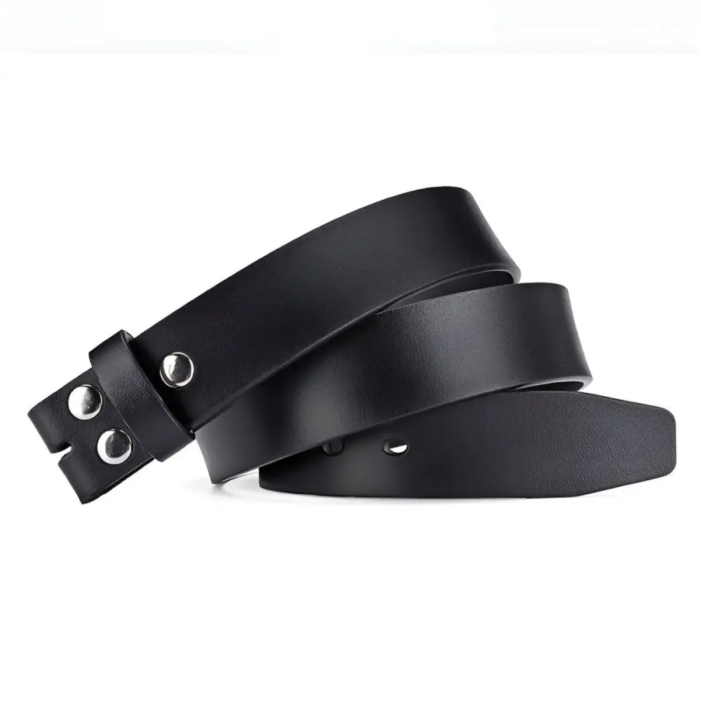 Black leather belt with silver rivets from Leather Belt with Snap Closures and Silver Hardware