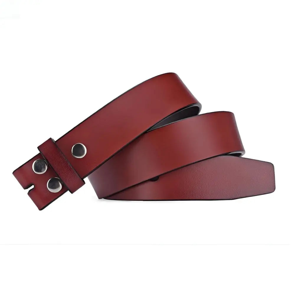 Maroon leather belt with silver rivets and snap closures, part of Leather Belt with Silver Hardware collection