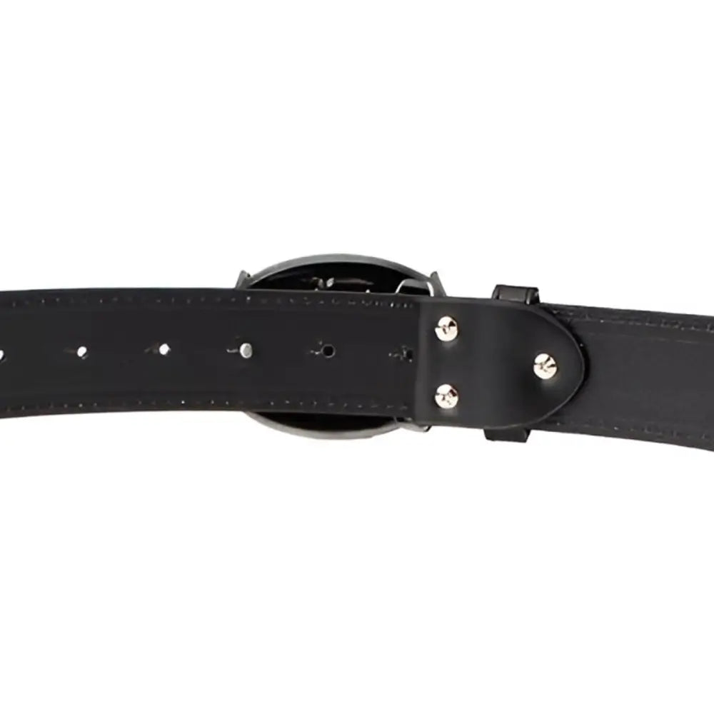 Black leather belt with a silver buckle from Leather Belts in Black and Brown selection