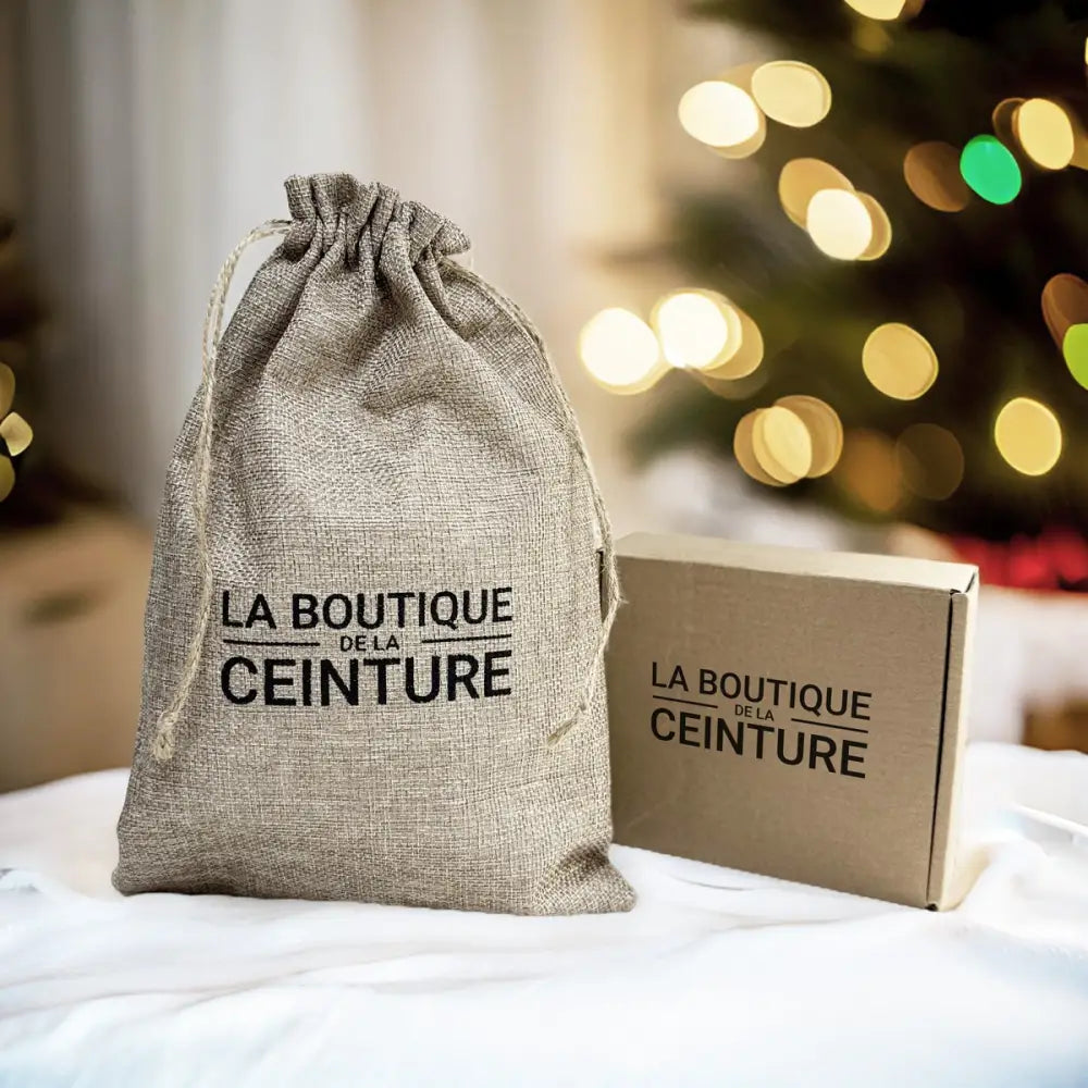 Drawstring burlap gift bag from Leather Belts and Burlap Gift Bag Set