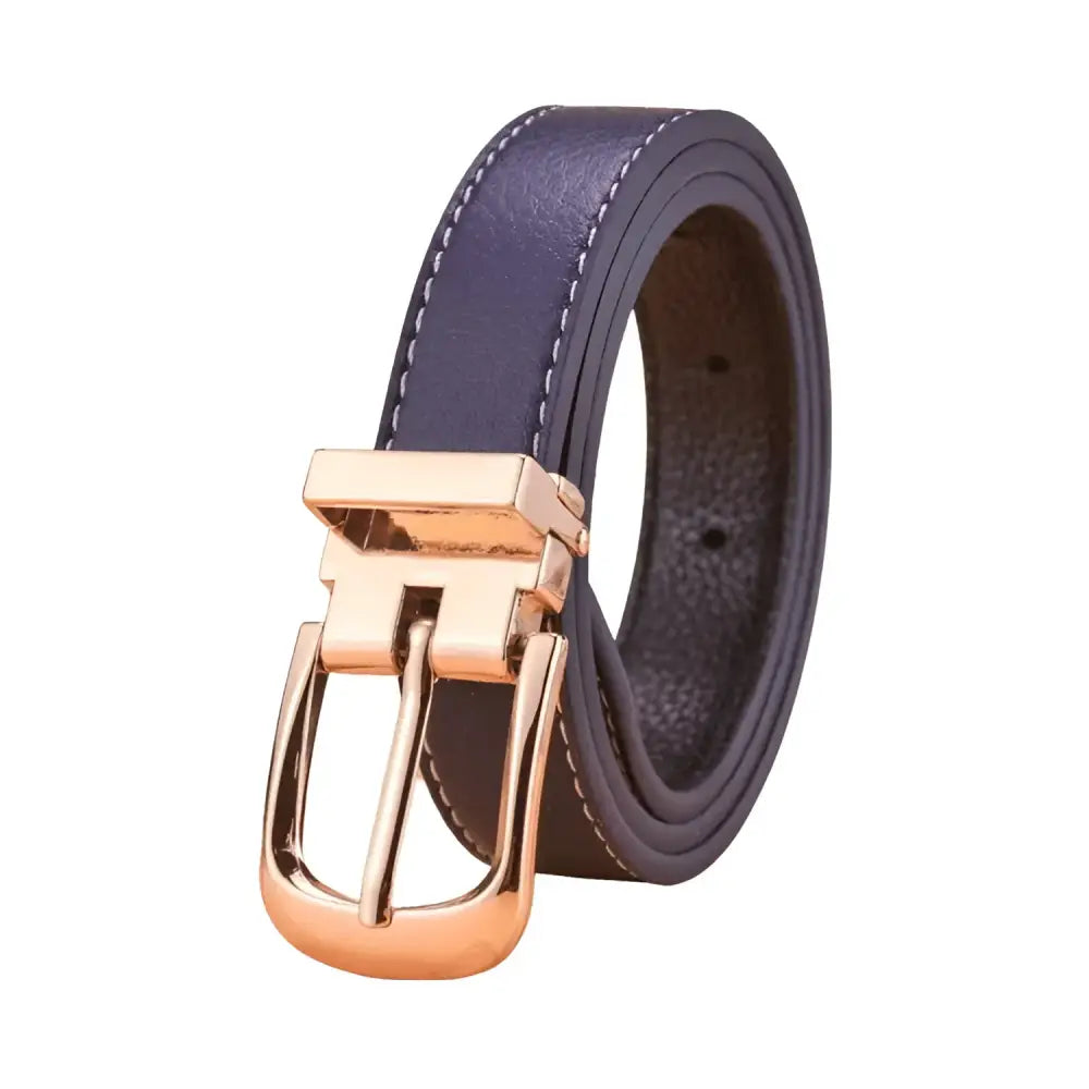 Leather belt with a gold buckle from the Leather Belts with Gold Buckles in Blue collection