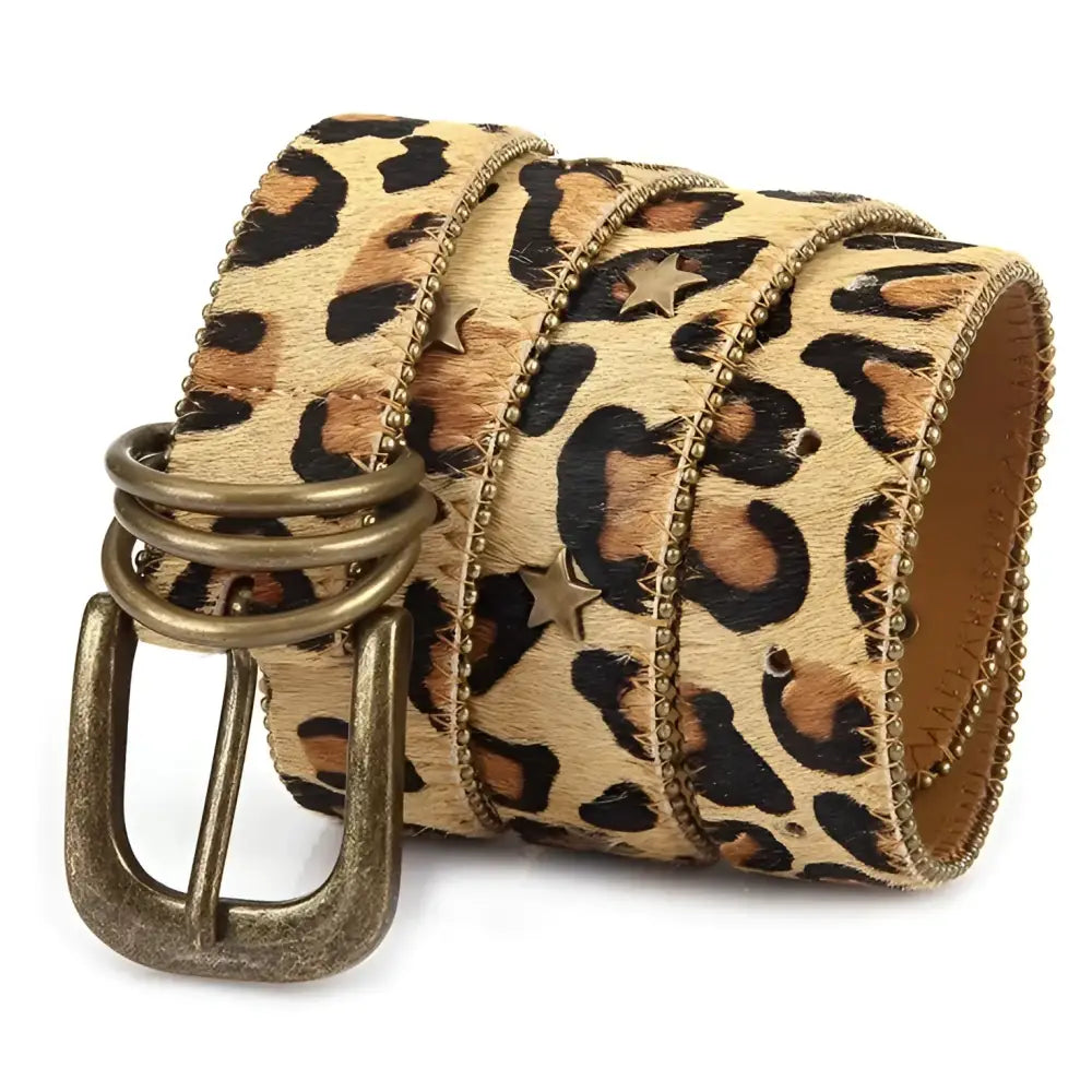 Nahuel belt featuring leopard print and star accents for stylish accessory appeal