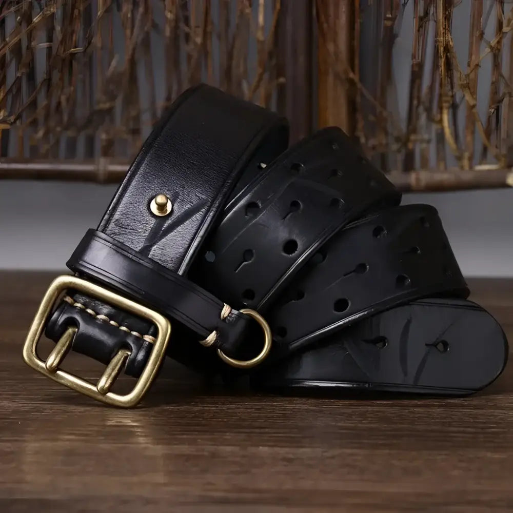 Osomache leather belt with brass buckle in Maroon and Brown, stylish leather belt accessory