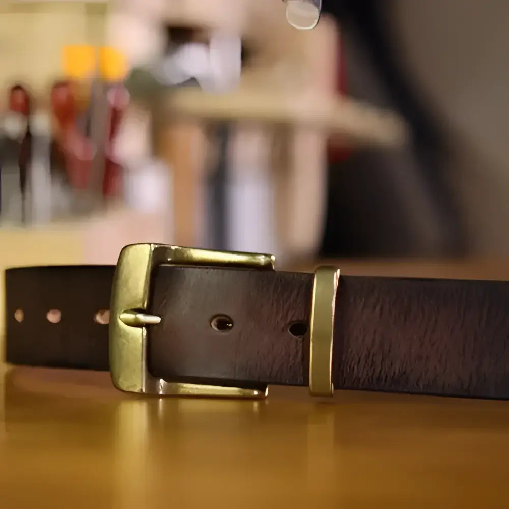 Paki belt brown leather belt with brass buckle for stylish men’s fashion accessory