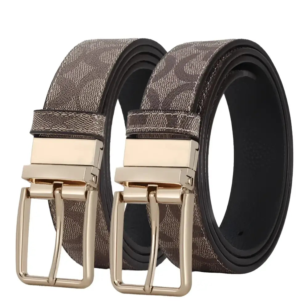 Patterned cuir pour homme suit belt with gold buckle for a sophisticated look