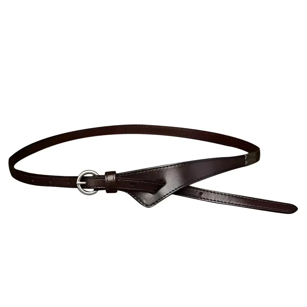 Priya Belt collection featuring a brown leather belt with a silver buckle for stylish wear