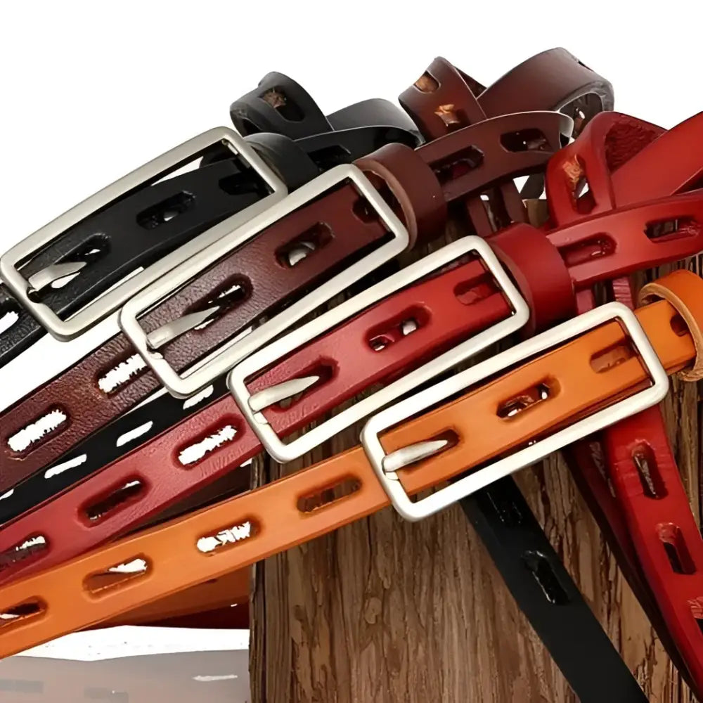 Colorful genuine leather belts with metal buckles for elegant style