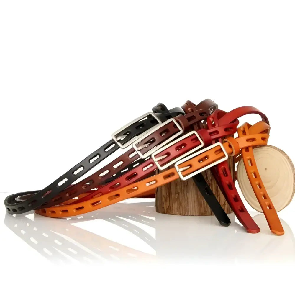 Colorful genuine leather belts with silver buckles for elegant style and durability