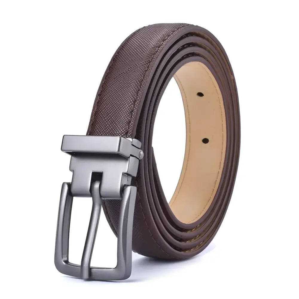 Vegan leather belt with crocodile pattern and silver buckle for versatile fashion styling