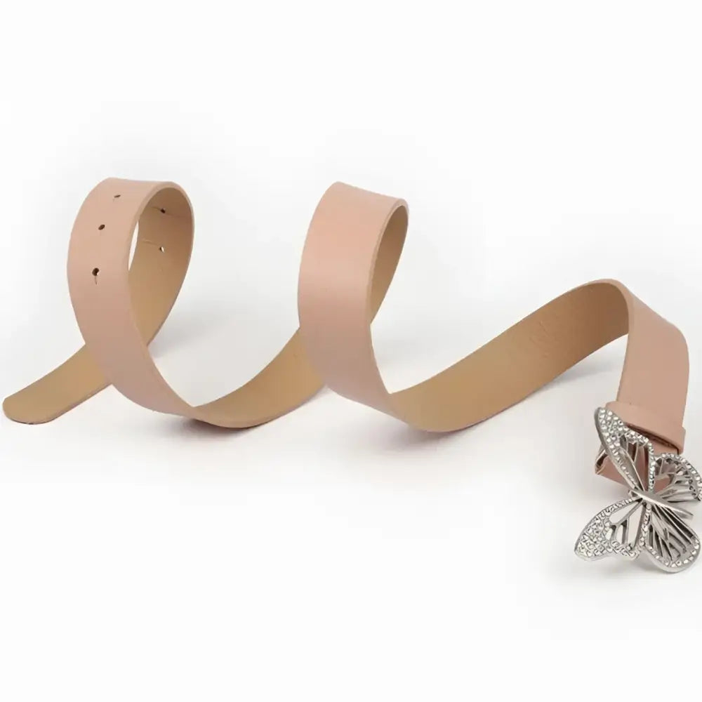 Pink belt with butterfly buckle from Set of Four Butterfly Buckled Belts for Various Outfits