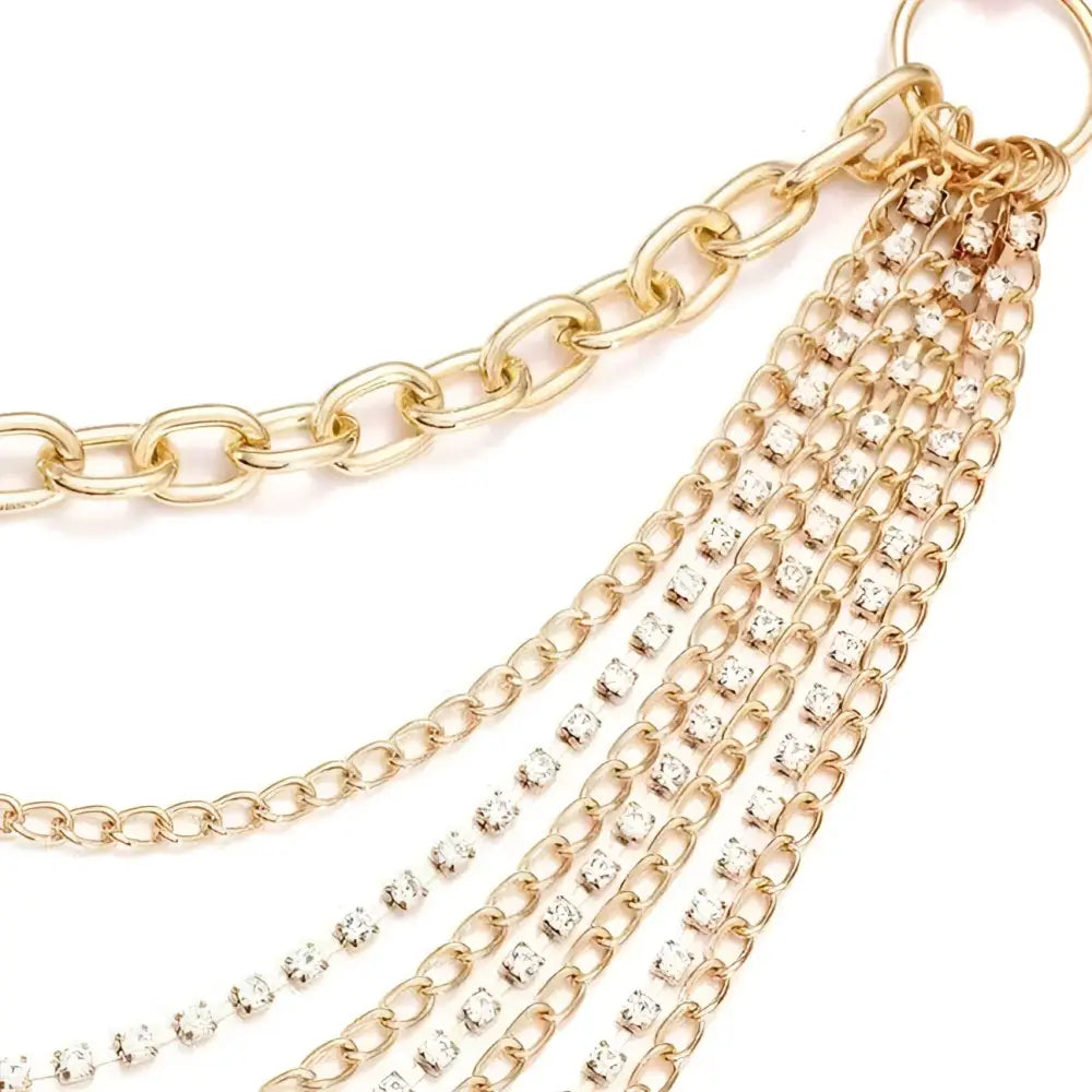 Gold-toned chain belt with rhinestones from Silver and Gold Chain Belt Body Jewelry collection