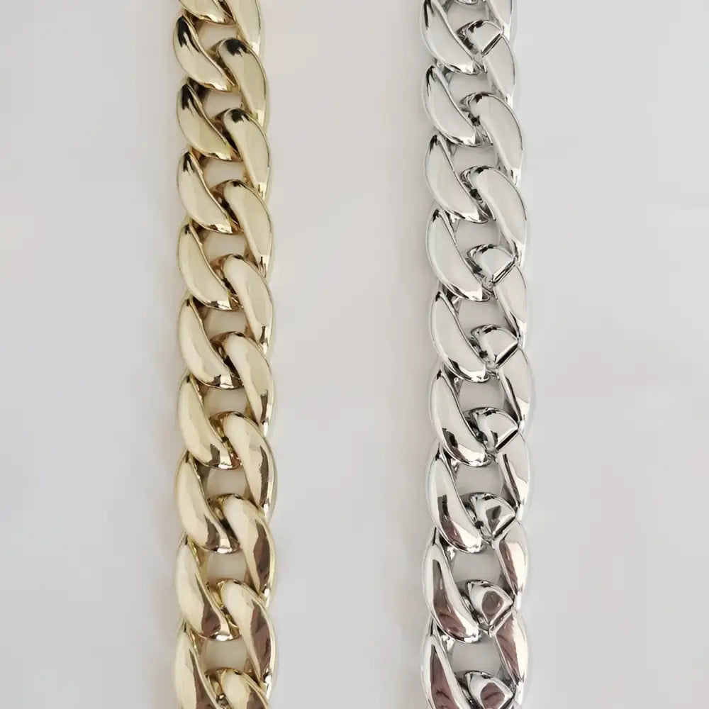 Silver-Toned Gold Chain Belt featuring gold and silver curb chains for stylish everyday wear