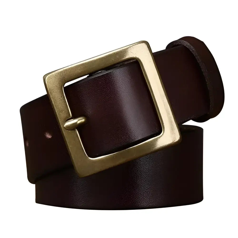 Stenia Belt in genuine leather with brass buckle for stylish men or women