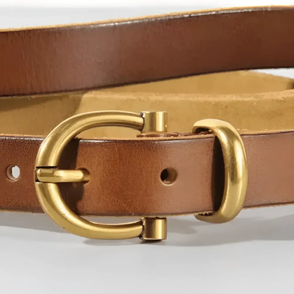 Brown leather belt with gold buckle from Stylish Leather Belts collection