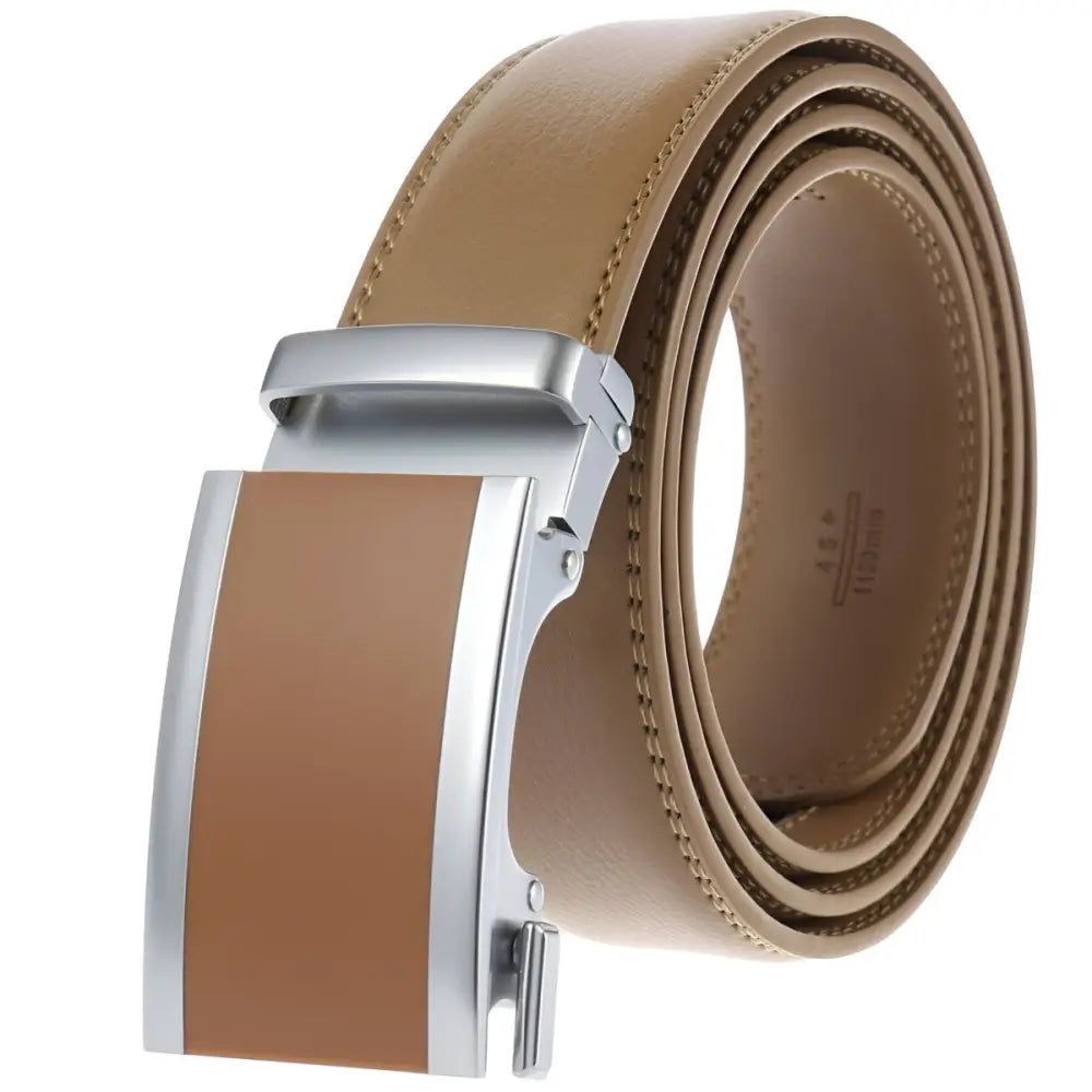 Black leather belt with silver buckle for men, stylish black leather accessory