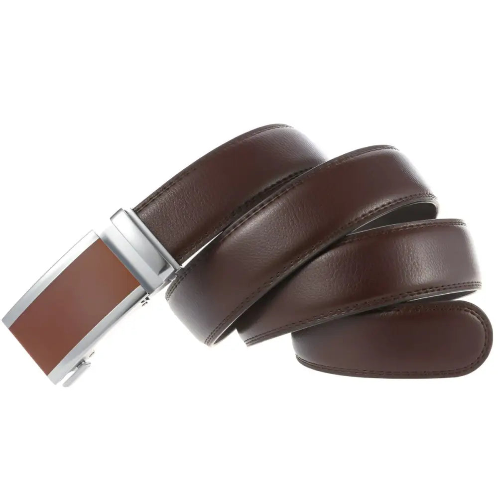 Black leather belt with silver buckle suitable for men’s fashion accessories