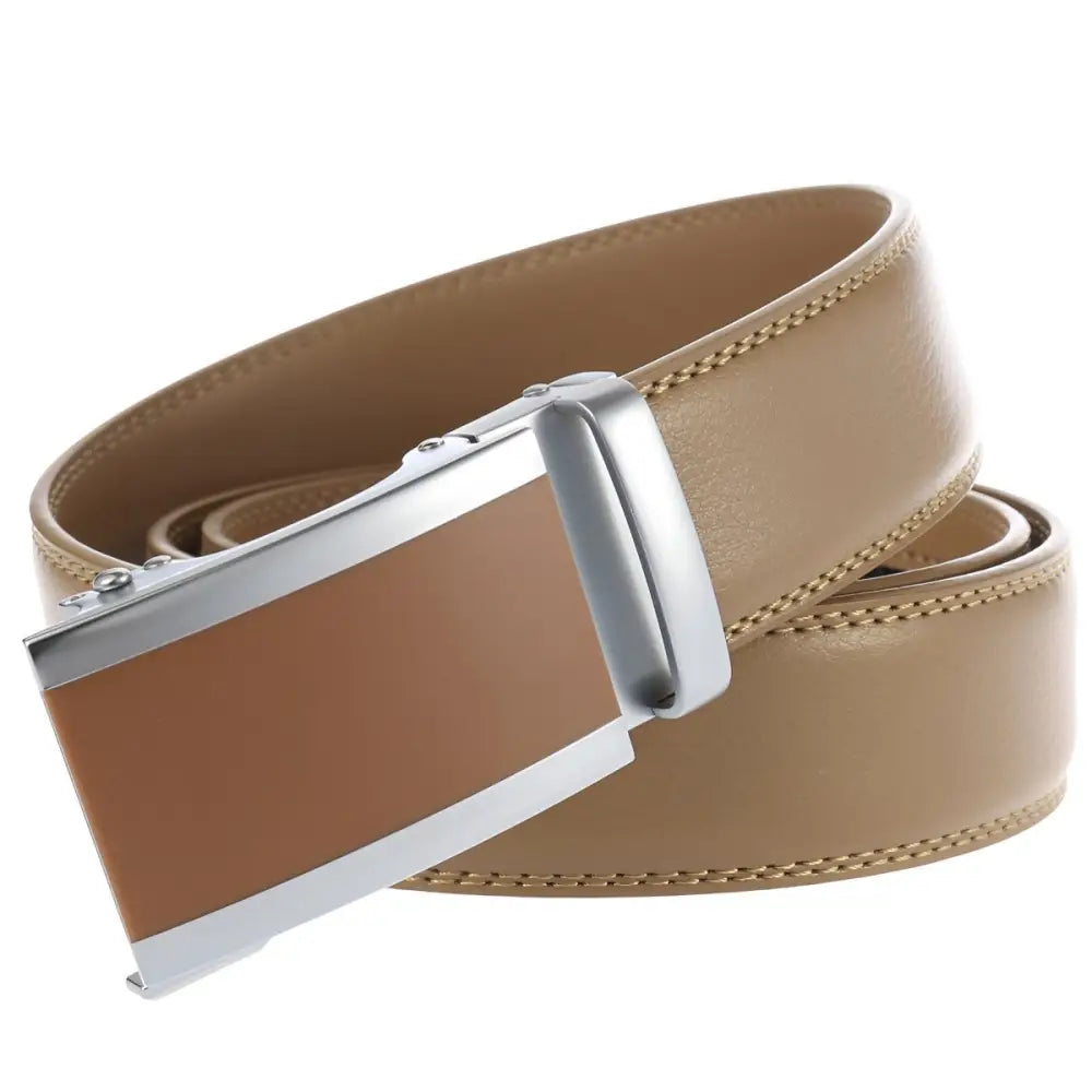 Black leather belt with silver buckle for men, stylish leather belt accessory