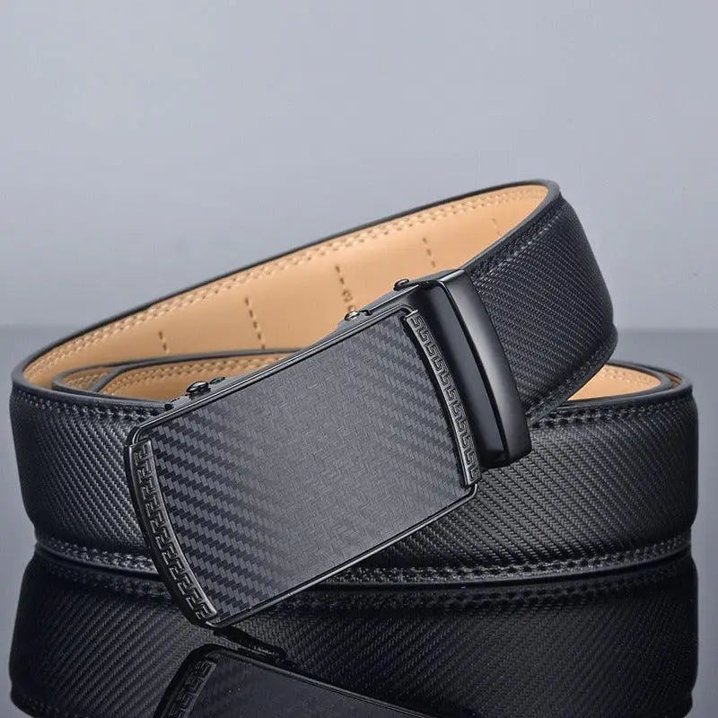 Black carbon fiber Frederik Suit Belt with automatic buckle for a sleek professional look