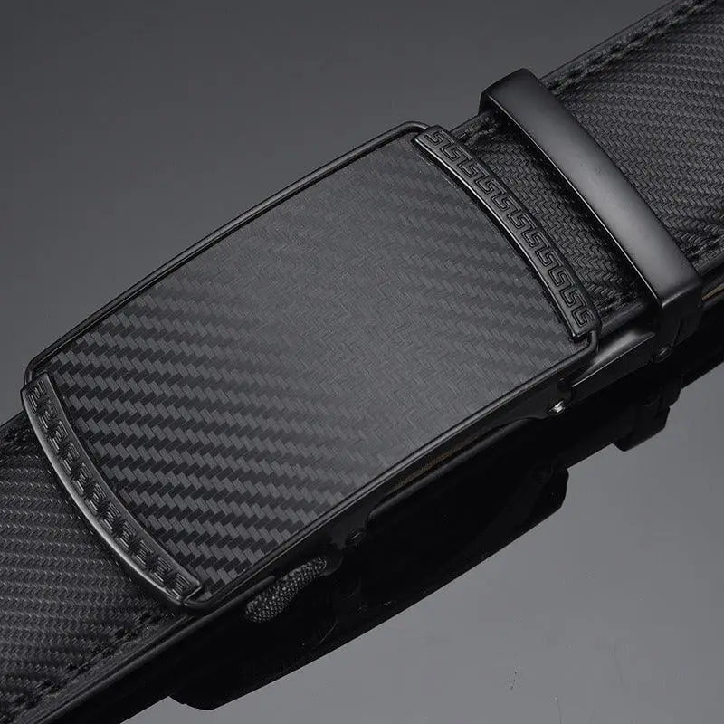 Black carbon fiber Frederik Suit Belt with automatic buckle for a modern formal look