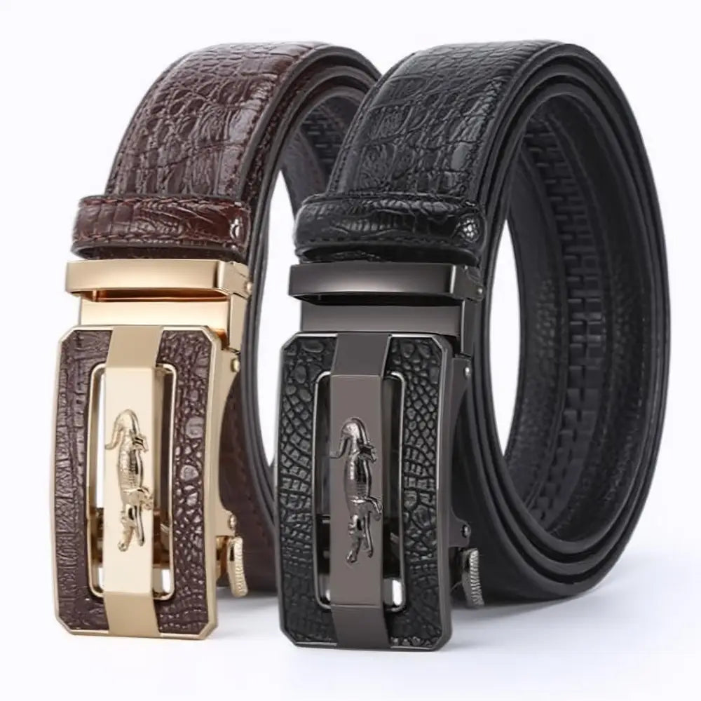 Tahir Belt with crocodile leather and automatic buckles showcasing crocodile pattern leather belts