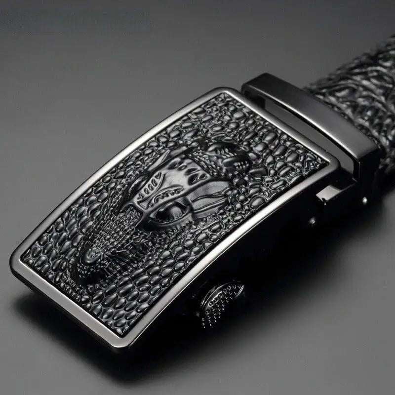 Black crocodile-embossed buckle for Tengiz Crocodile Suit Belt and crocodile suit belt