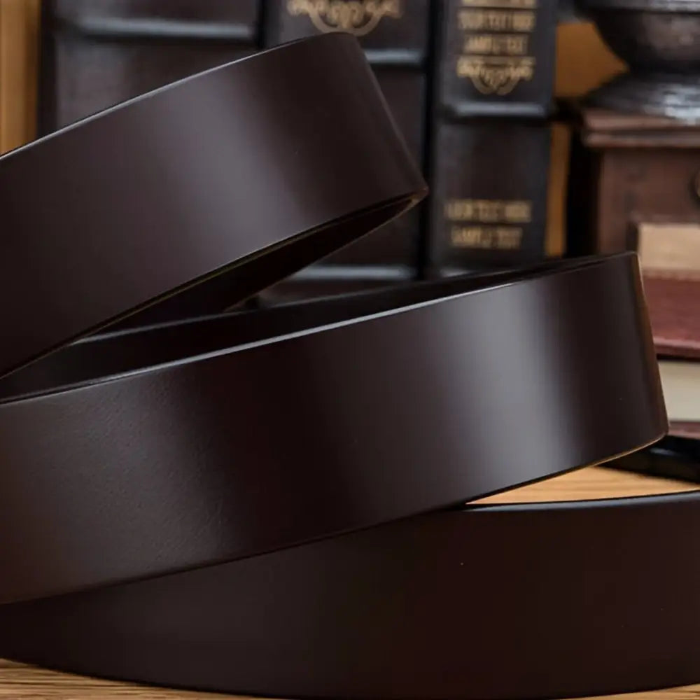 Dark brown grain leather belt with silver buckle for men from Black Grain Leather Belt collection