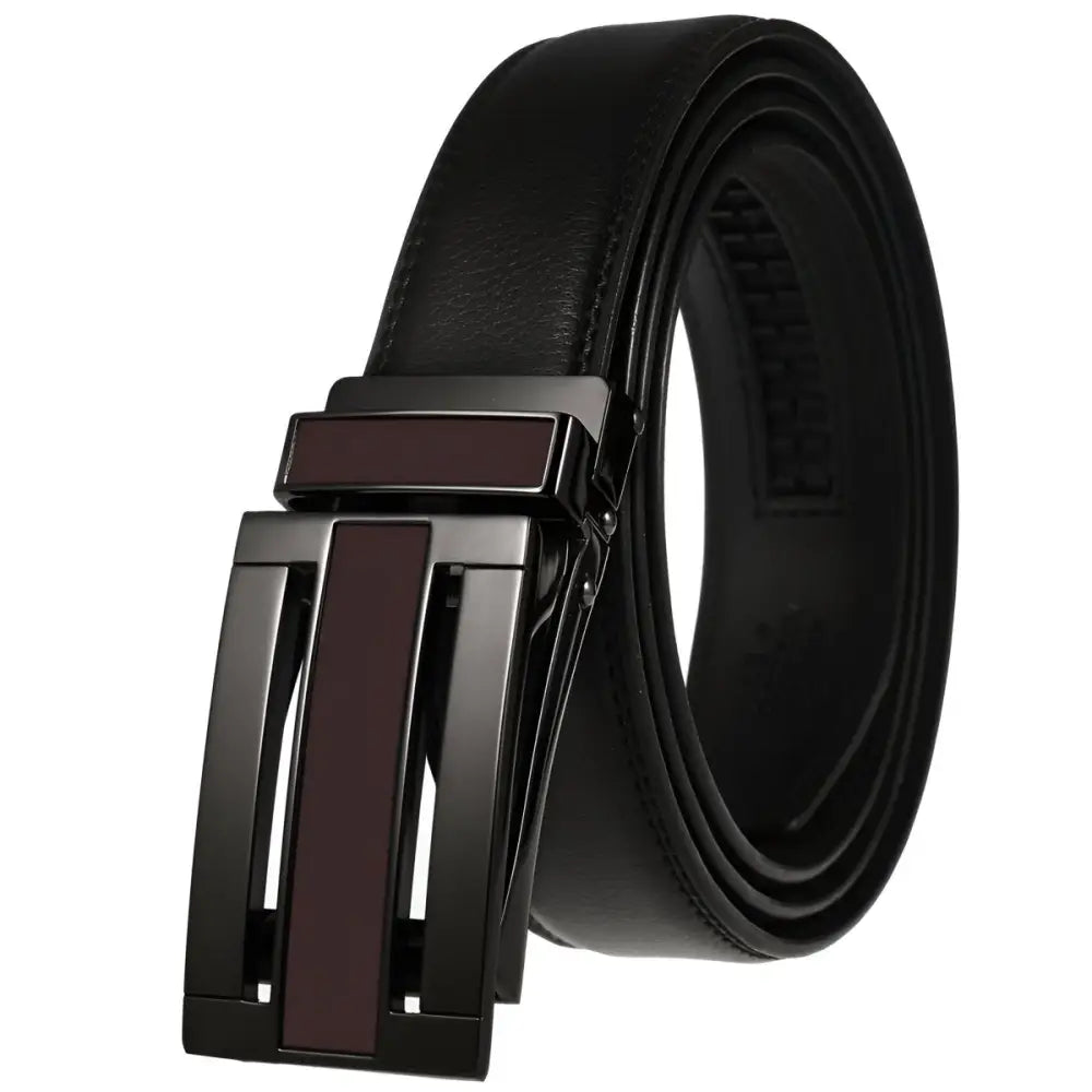 Black leather belt with metal buckle from Leather Belts with Black or Metal Buckles collection