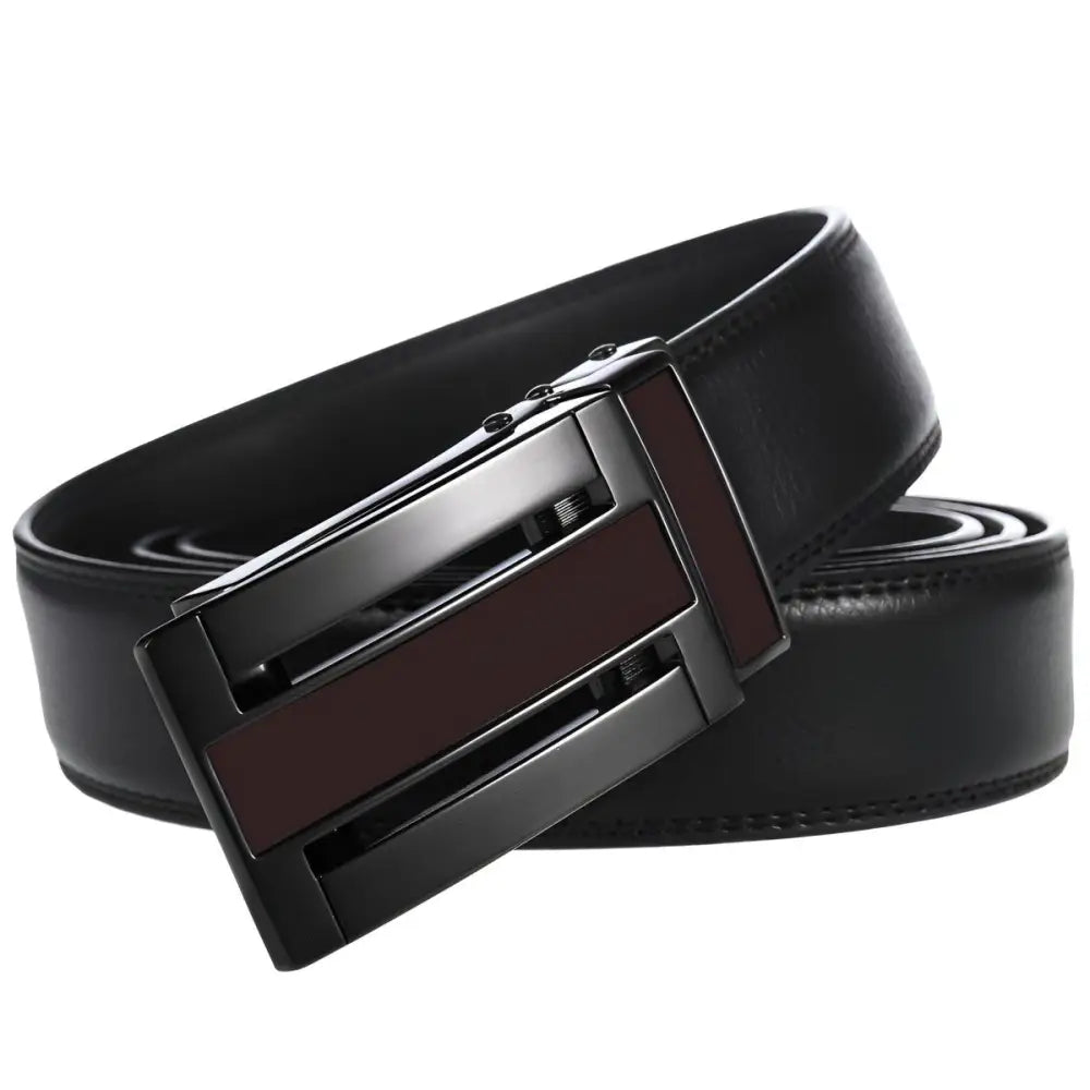 Black leather belt with a metal buckle from Leather Belts with Black or Metal Buckles collection