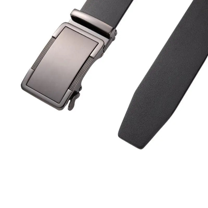 Black leather belt with boucle automatique and metal buckle, modèle Valentino style