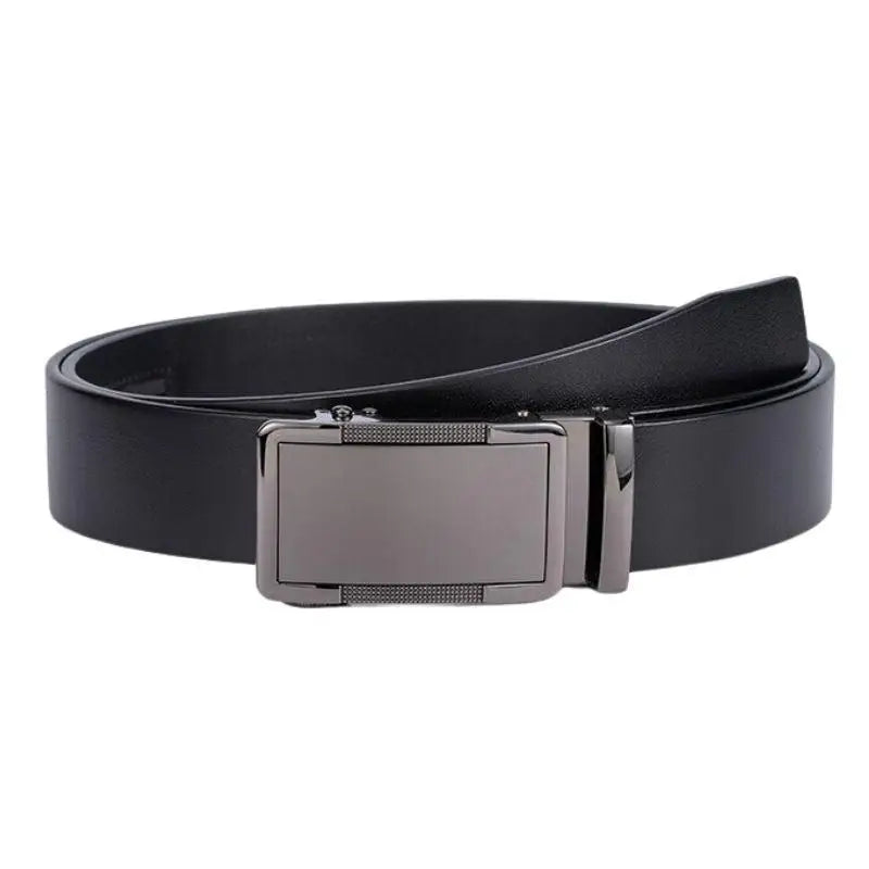 Black leather belt with boucle automatique and metal buckle, modèle Valentino style