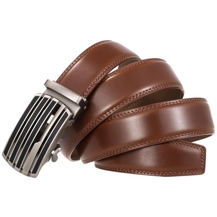 Aranthur men’s belt in brown leather with silver buckle, premium materials for men
