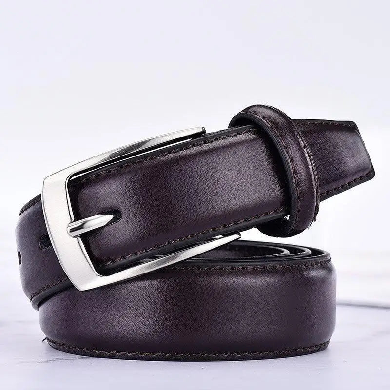 Brown leather belt with silver buckle featured in Leather Belts with Silver Buckles in Black