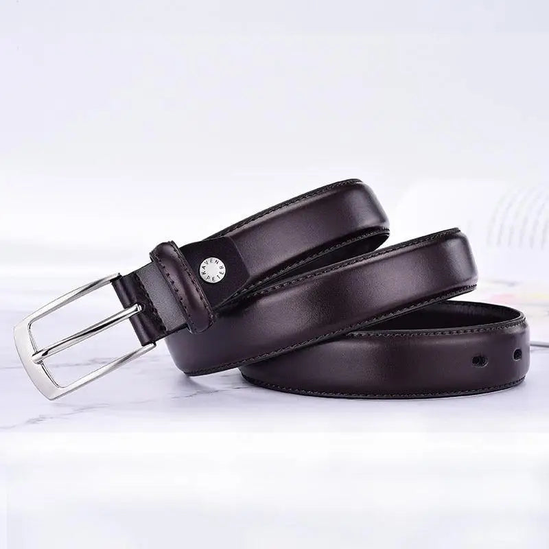 Brown leather belt with silver buckle from Leather Belts with Silver Buckles in Black