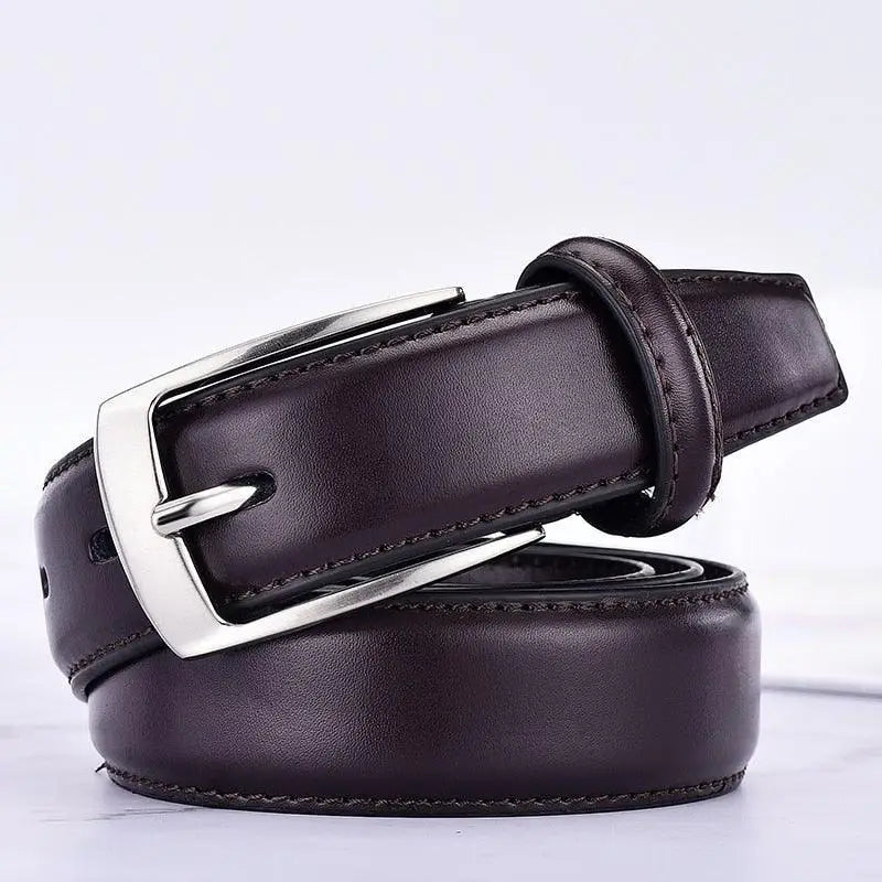 Brown leather belt with silver buckle from Leather Belts with Silver Buckles in Black