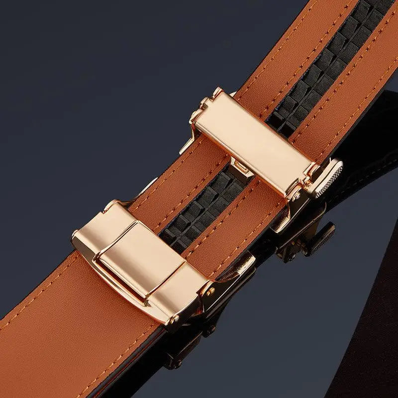 Balz Men’s Dress Leather Belt with Gold Buckle, stylish men’s dress belt for formal wear