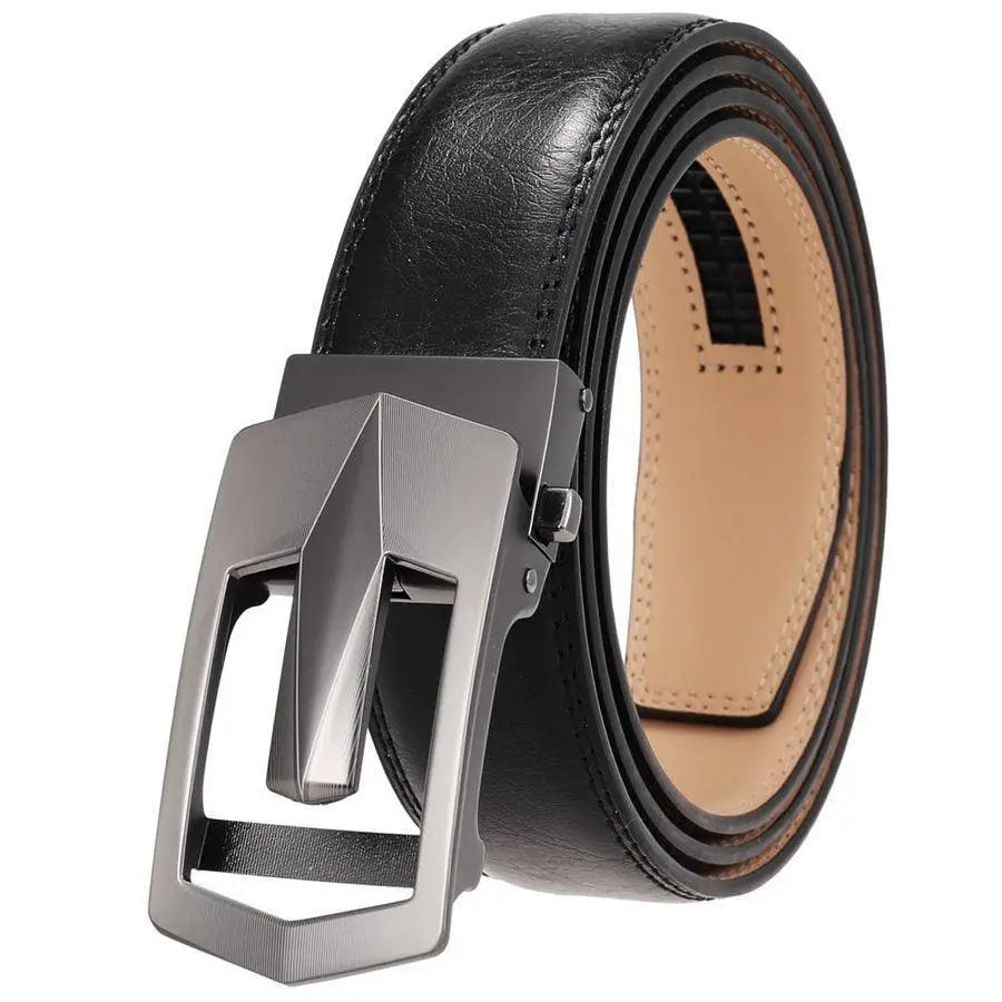 Black leather belt with a silver buckle featured in Leather Belts in Brown and Black with Silver Buckle