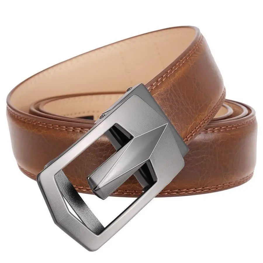 Brown leather belt with a silver buckle from Leather Belts in Brown and Black collection