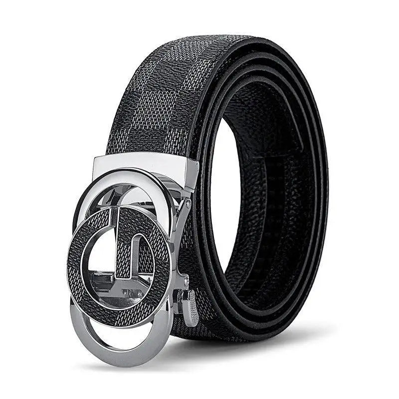 Gioele Men’s Belt featuring checkered pattern and silver buckle for men