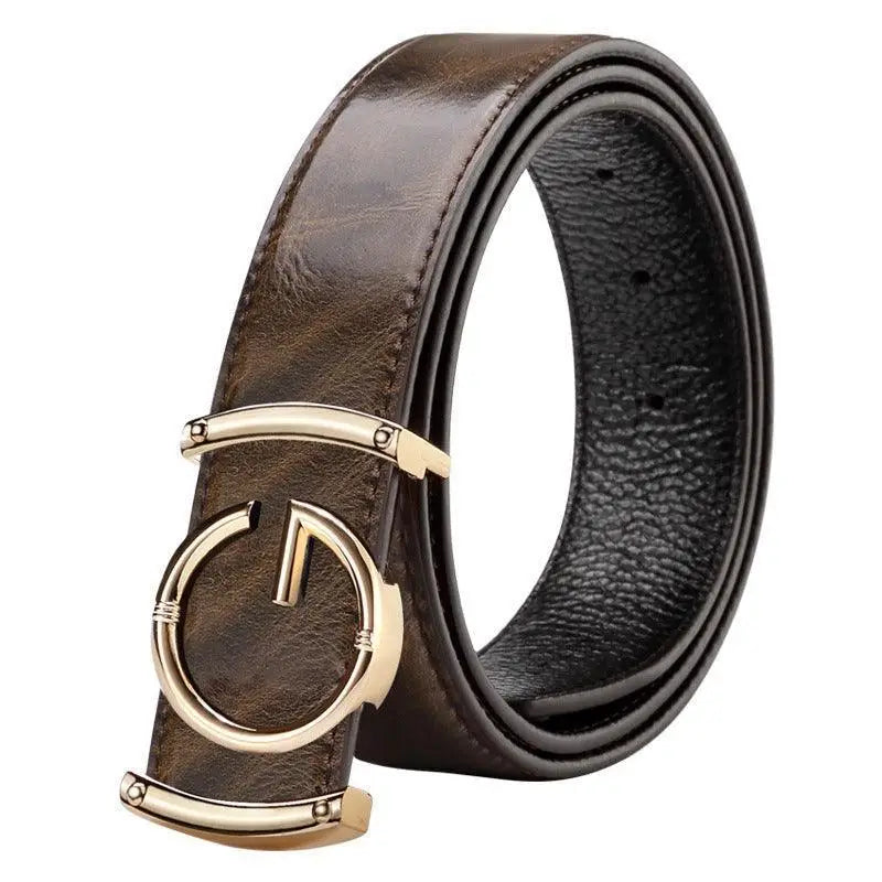 Giuseppe Model brown leather belt with gold buckle for formal wear