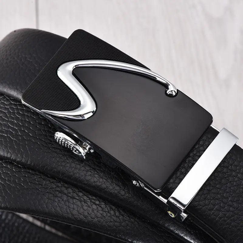 Iona Belt Black leather suit belt with silver buckle for formal attire