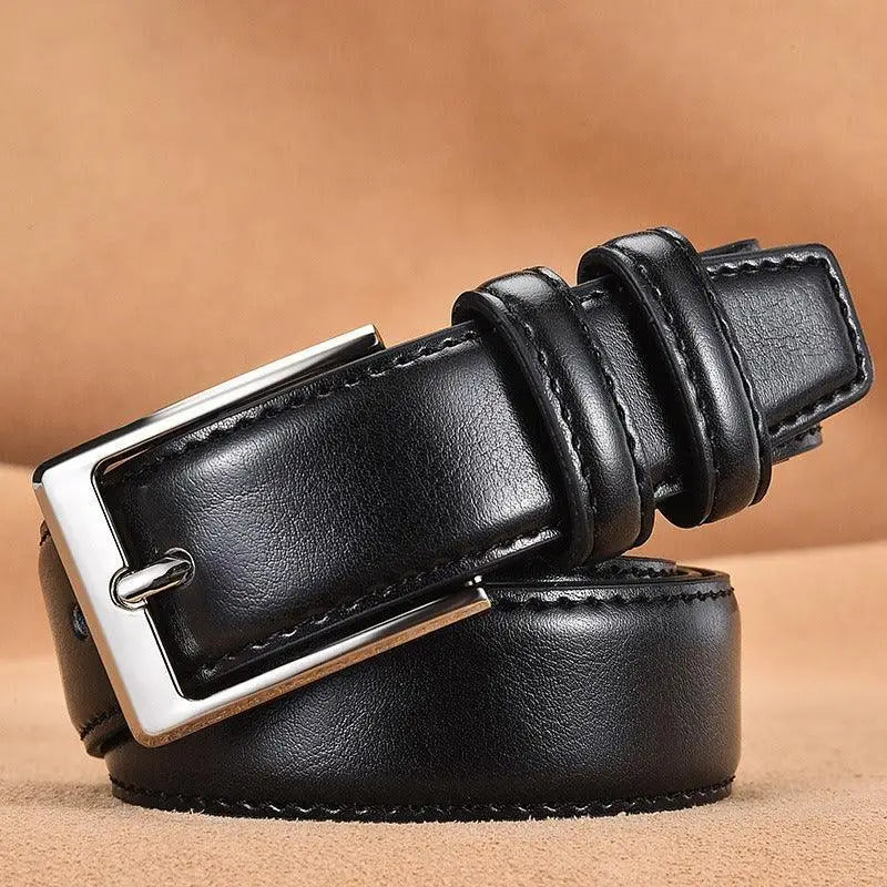 Jonathan Model black leather belt with silver buckle for stylish men’s fashion