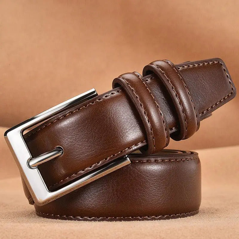 Jonathan Model leather belt with silver buckle in black and blue fashion accessory