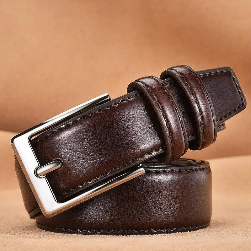 Jonathan Model leather belt with silver buckle in black and blue for sophisticated style