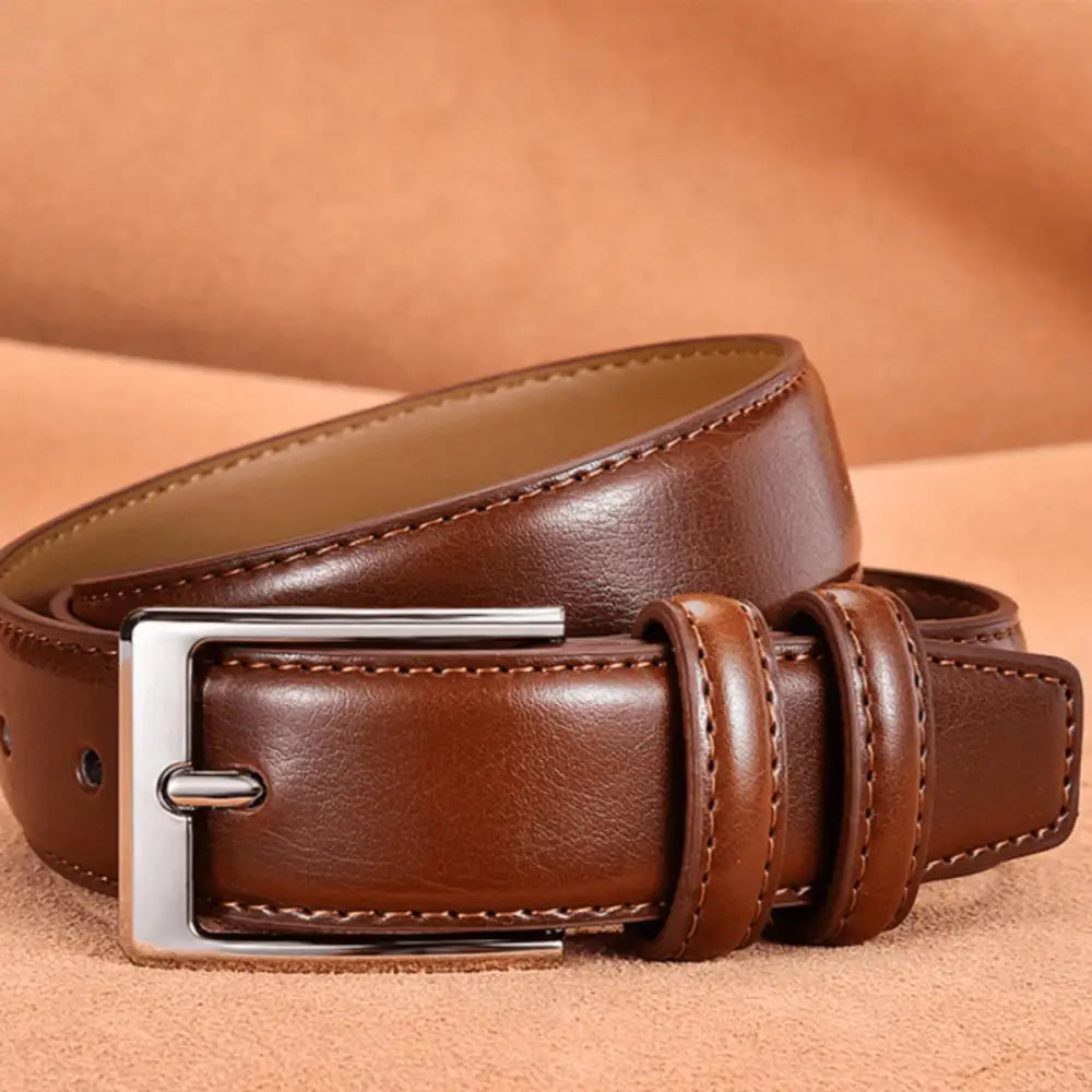 Jonathan Model leather belt with silver buckle in black and blue for stylish wear